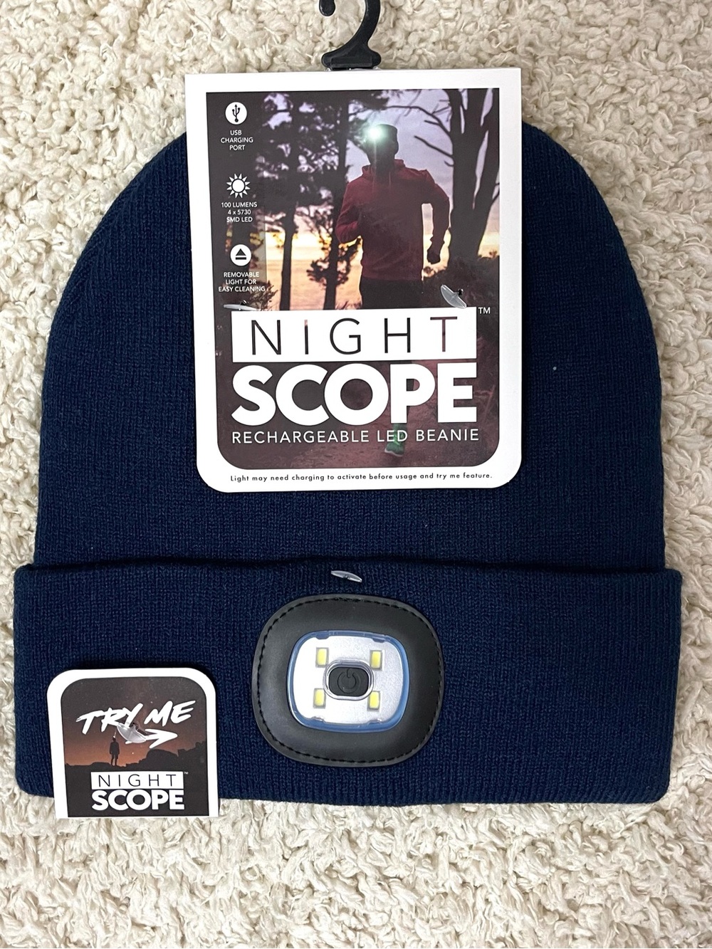 Night Scope Rechargeable LED Beanie - Navy